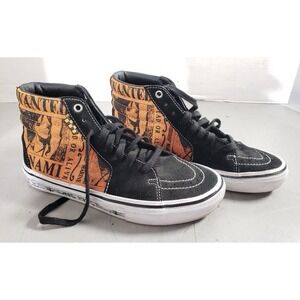 Vans Sk8 Hi Anime One Piece "Wanted" Black‎ Orange High Top Skate Shoes Mens 7